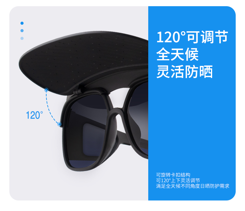 伊BY夏日戴帽檐的一款太阳镜 可拆防紫外线偏光墨镜出行开车逛街旅游蕉下A158001详情3
