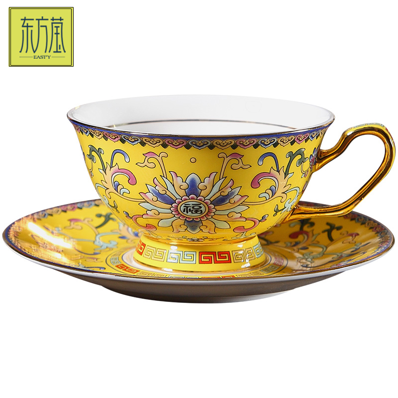 陶瓷杯骨瓷咖啡杯碟套装珐琅彩高档精致陶瓷花茶杯小奢华下午茶红茶杯礼盒装家用送礼详情7