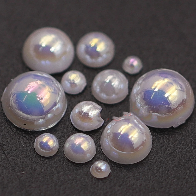 Nail Pearls AB color magic nail accessories semicircle color flat bottom pearls wholesale import quality