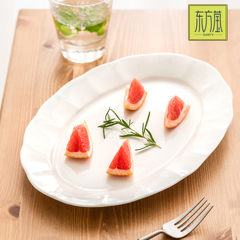 陶瓷餐盘骨瓷盘子鱼盘深盘大盘花边盘子家用纯白酒店商用摆台餐盘散盘可微波可进洗碗机可进蒸箱烤箱盘子详情3