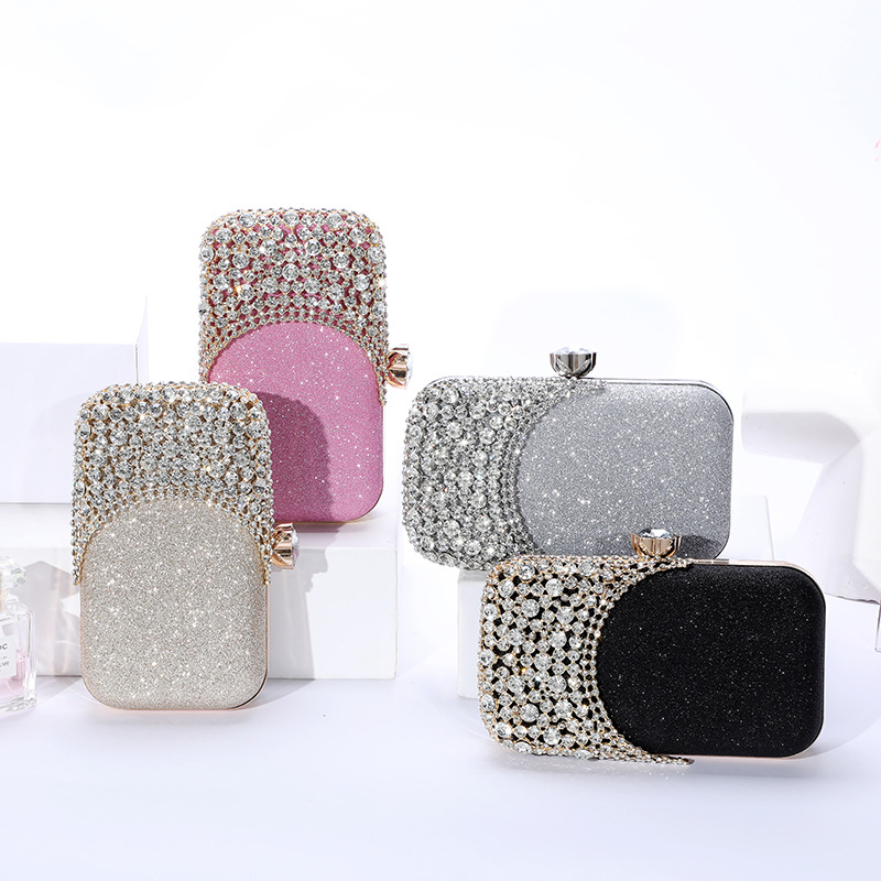 2022 Network Red Diamond Dinner Bag Women Europe And The United States Fashion Fold Banquet Bag Fold Handbag Pearl Evening Bag Special-Shaped Single Shoulder Crossbody Bag Manufacturers Can Be Customized 1101 details Picture