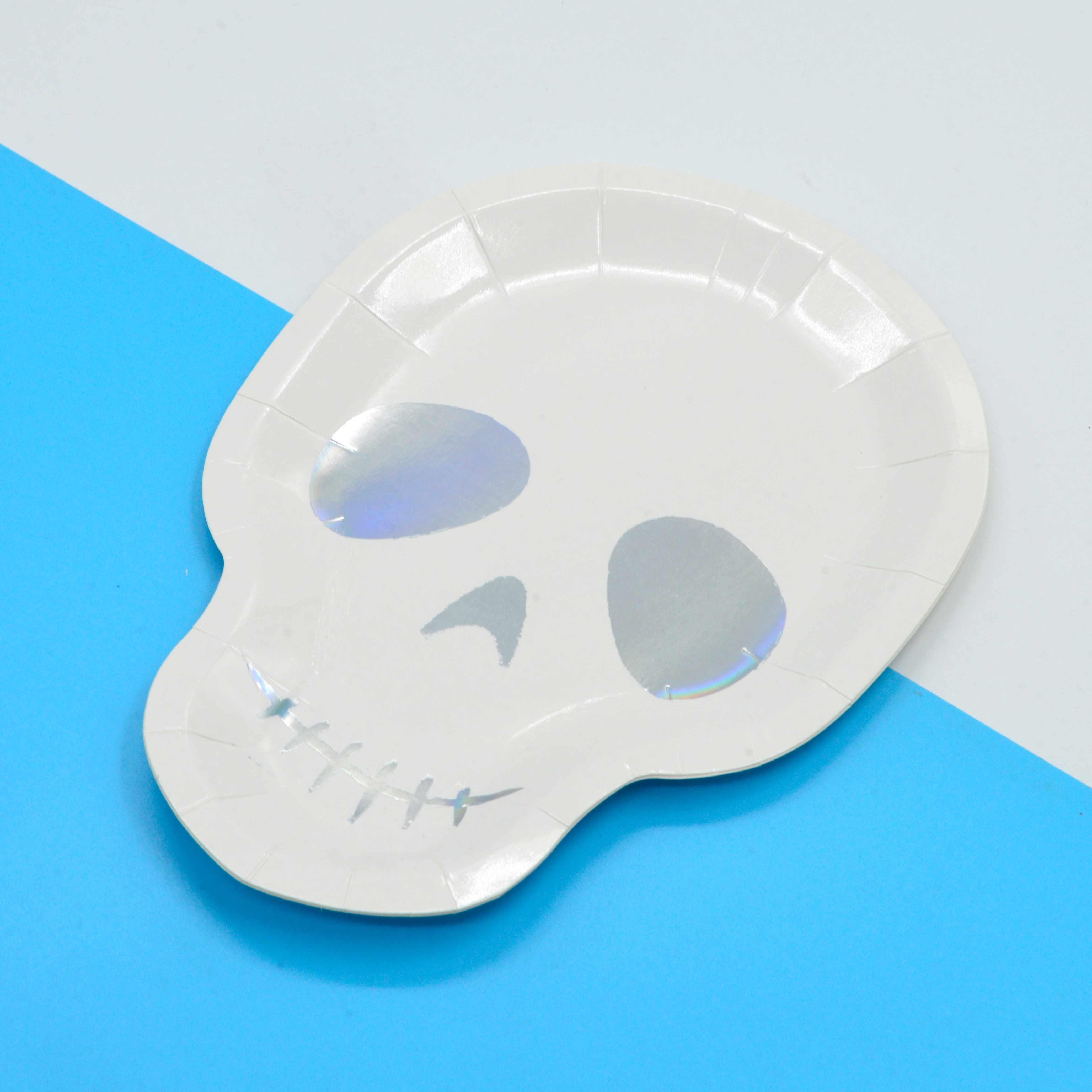 Net red one-time white and silver skull shape cake plate thumbnail