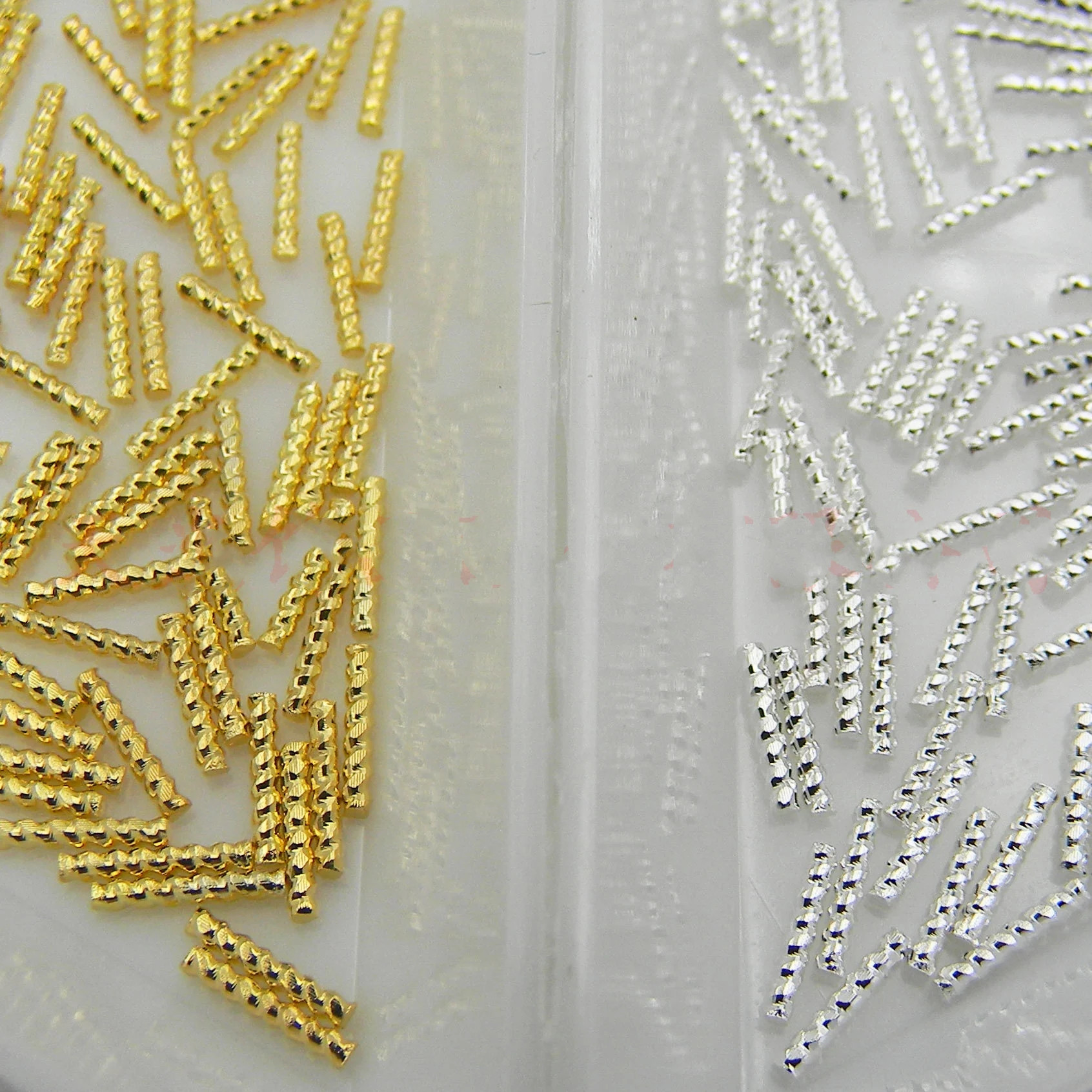 2021 new gold and silver solid twist metal bar DIY Japanese nail accessories wholesale round straight rod thread Specification drawing