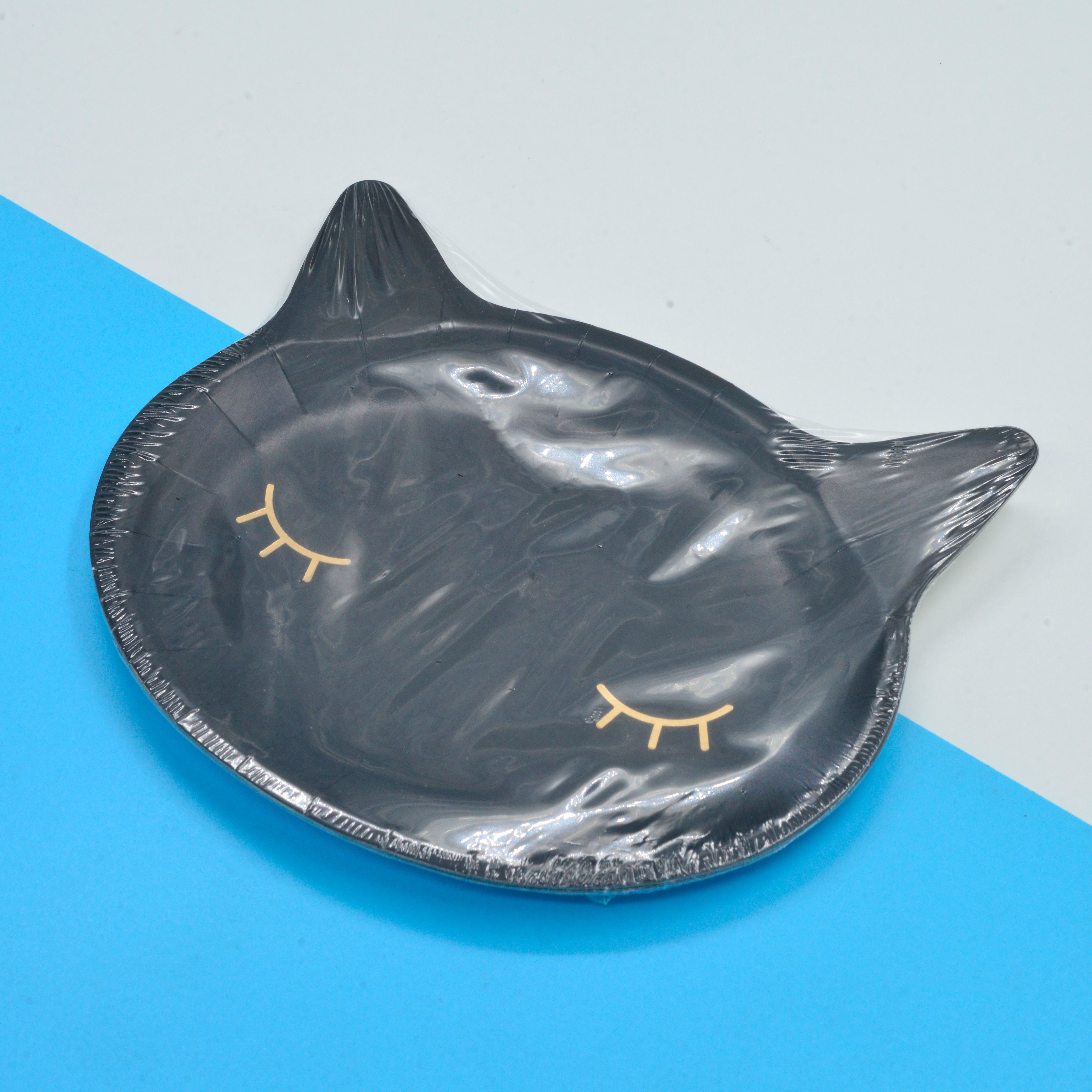 Internet celebrity disposable black cat head shape cake plate thumbnail