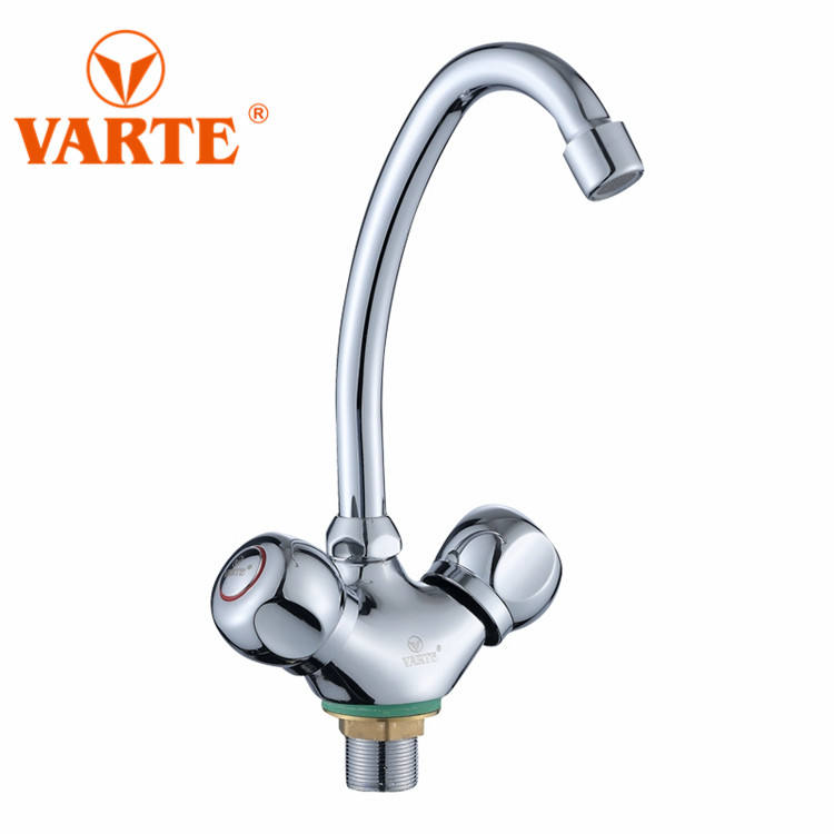 Custom Made Zinc Alloy Swiveling Brass Spout Double Handle Kitchen Sink Tap Faucet Mixer