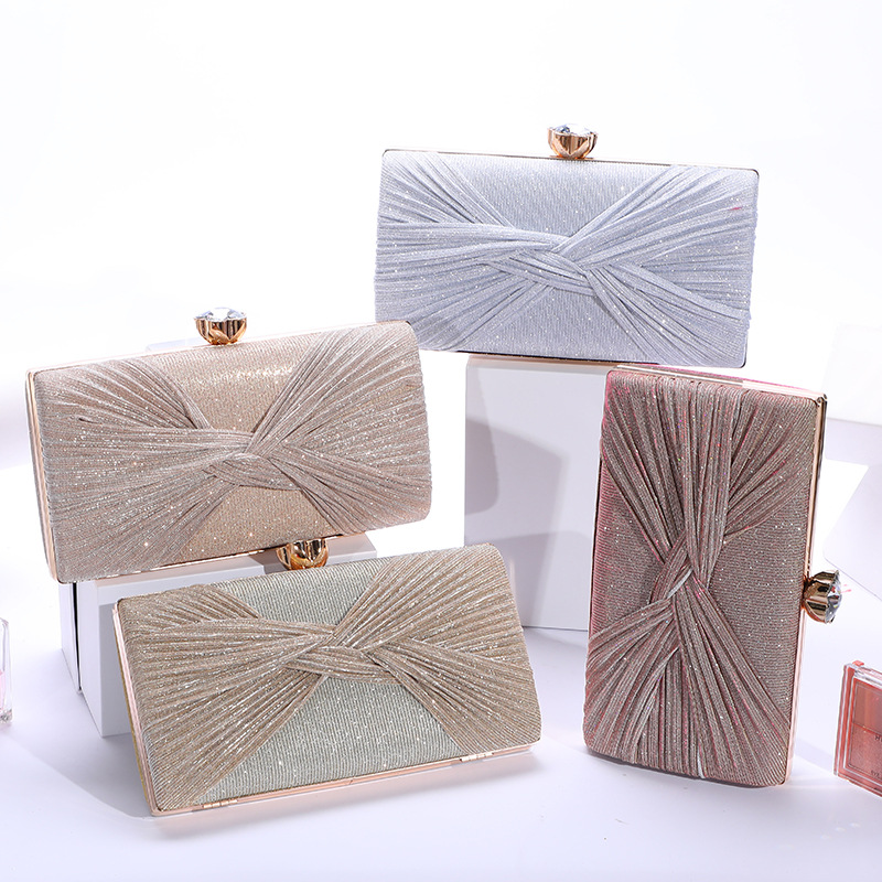 2022 Network Red Diamond Dinner Bag Women Europe And The United States Fashion Fold Banquet Bag Fold Handbag Pearl Evening Bag Special-Shaped Single Shoulder Crossbody Bag Manufacturers Can Be Customized 1101