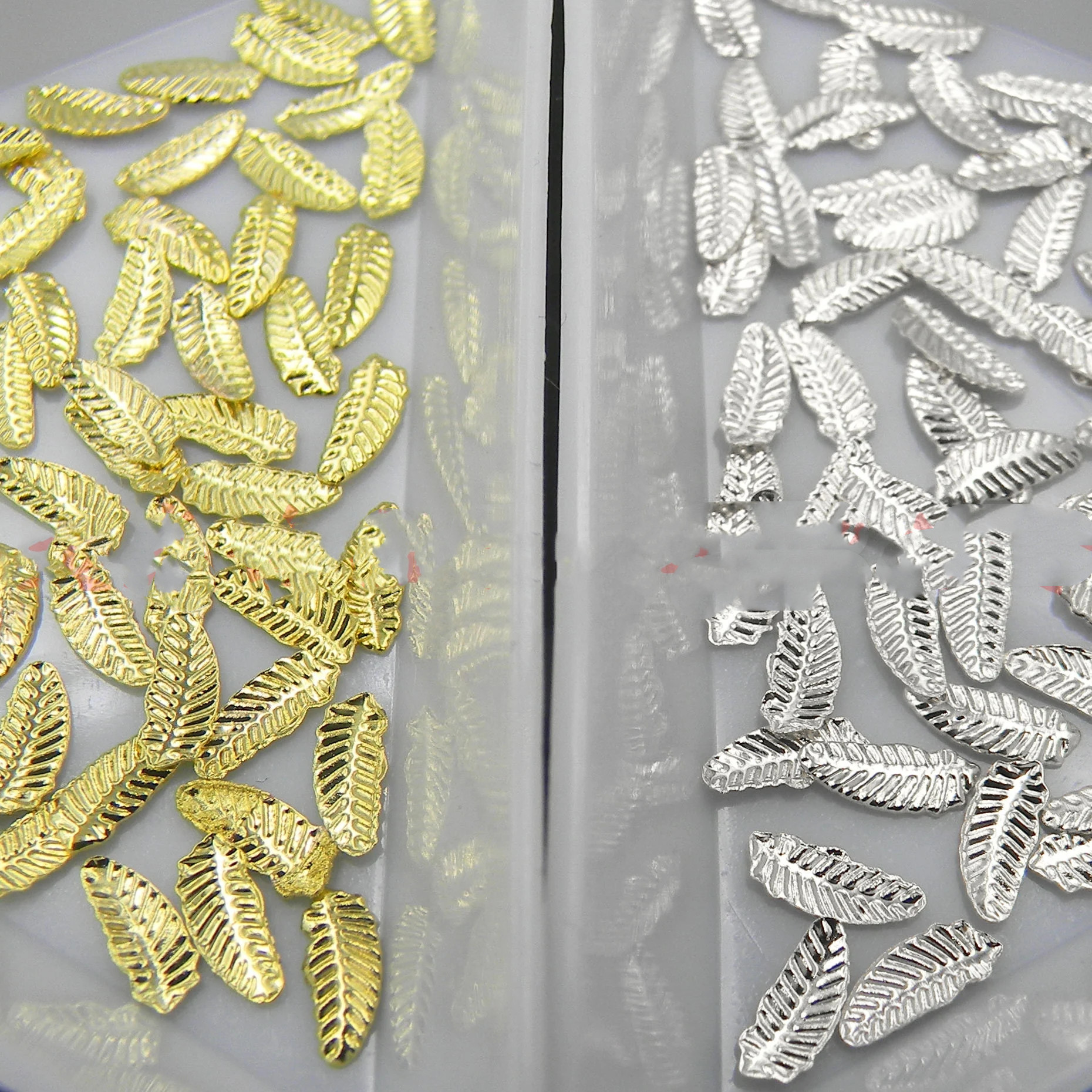 Gold silver leaf Japanese new metal piece small feather rivet Japanese nail patch nail decoration full figure