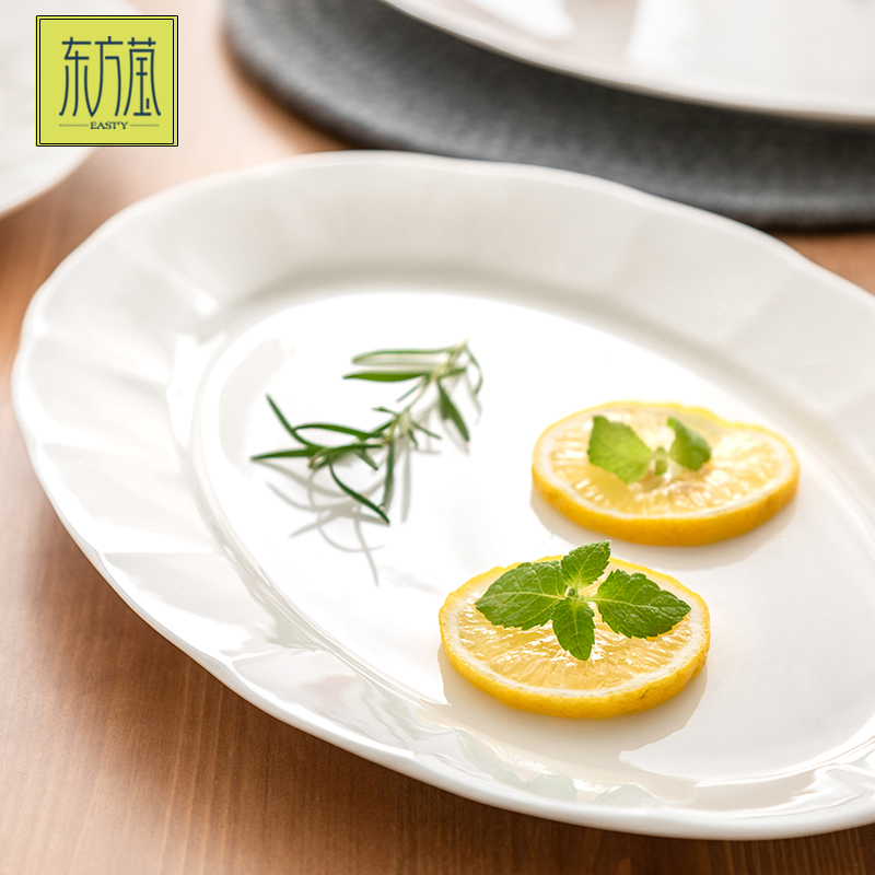 陶瓷餐盘骨瓷盘子鱼盘深盘大盘花边盘子家用纯白酒店商用摆台餐盘散盘可微波可进洗碗机可进蒸箱烤箱盘子详情6