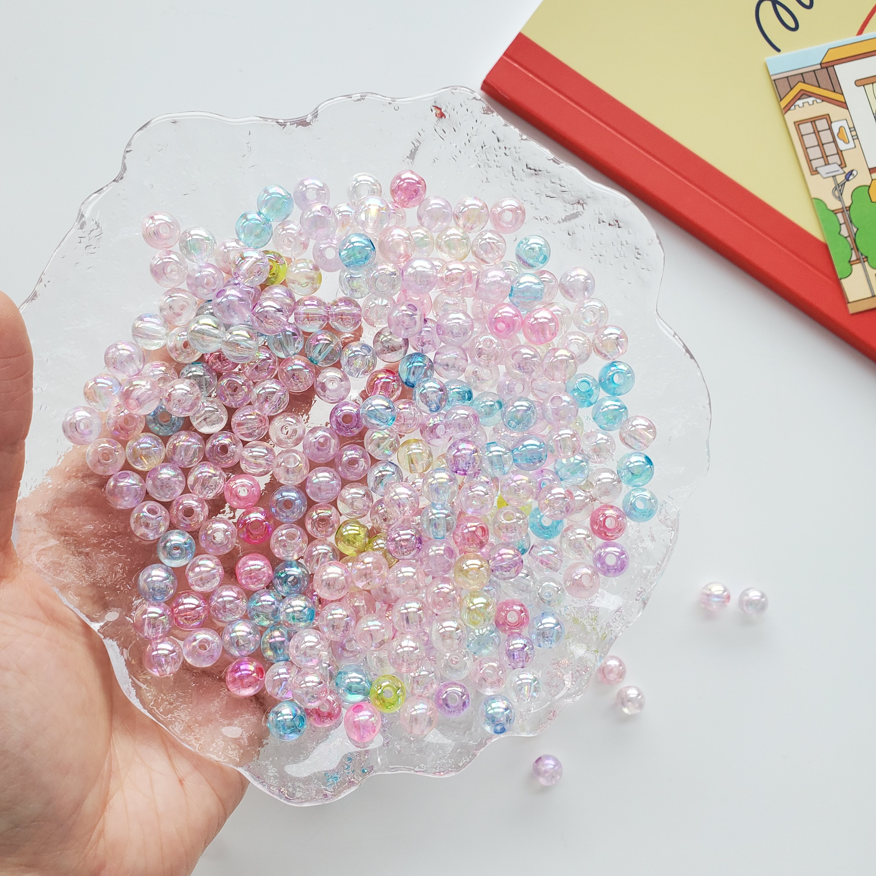 Chen Ming Accessories Handmade diy Color 7.5mm beaded accessories acrylic transparent AB color round bead color white loose bead accessories thumbnail