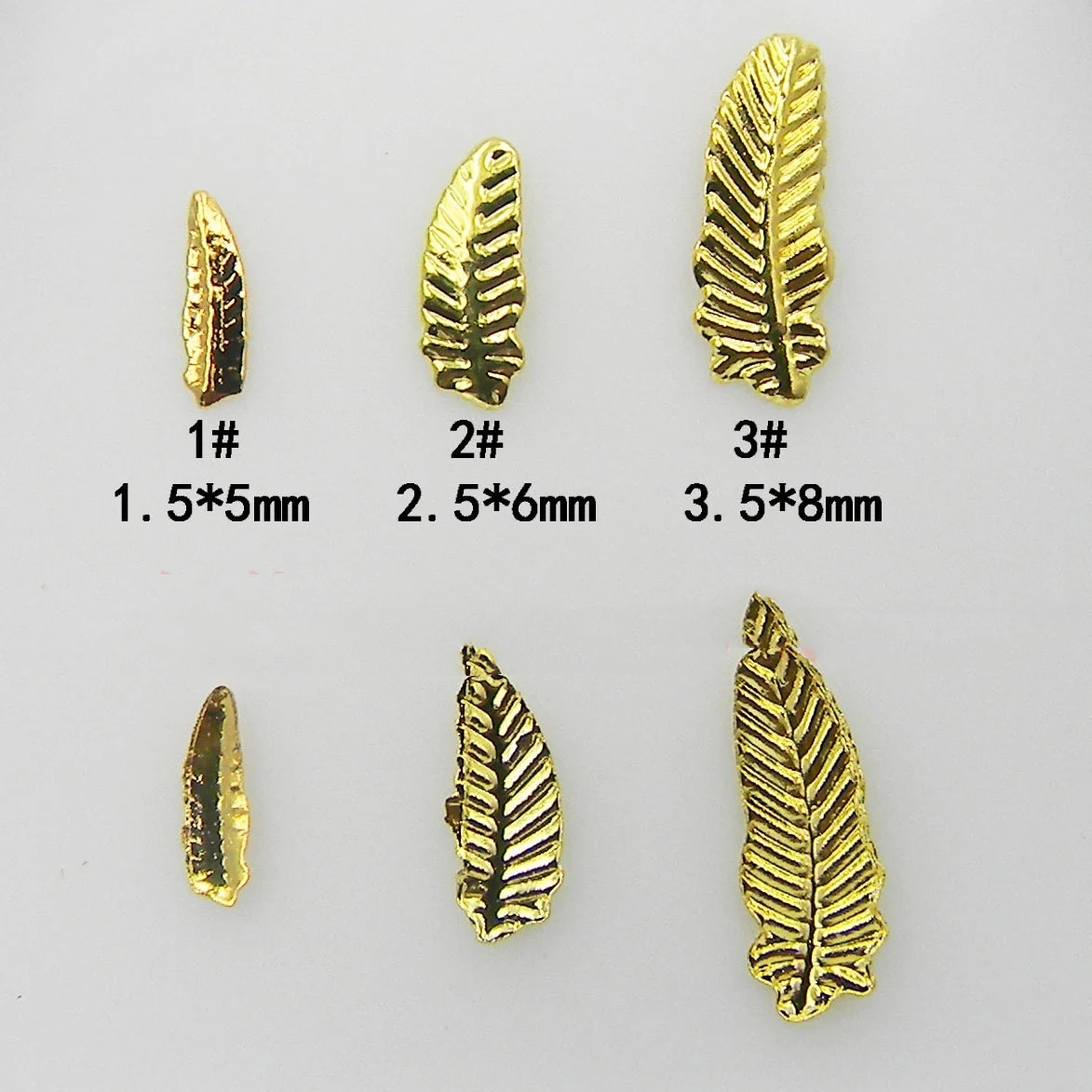 Gold silver leaf Japanese new metal piece small feather rivet Japanese nail patch nail decoration details Picture