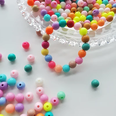Chen Ming Accessories acrylic solid color 9mm round beads smooth straight hole plastic round beads loose beads DIY handmade beaded material accessories thumbnail