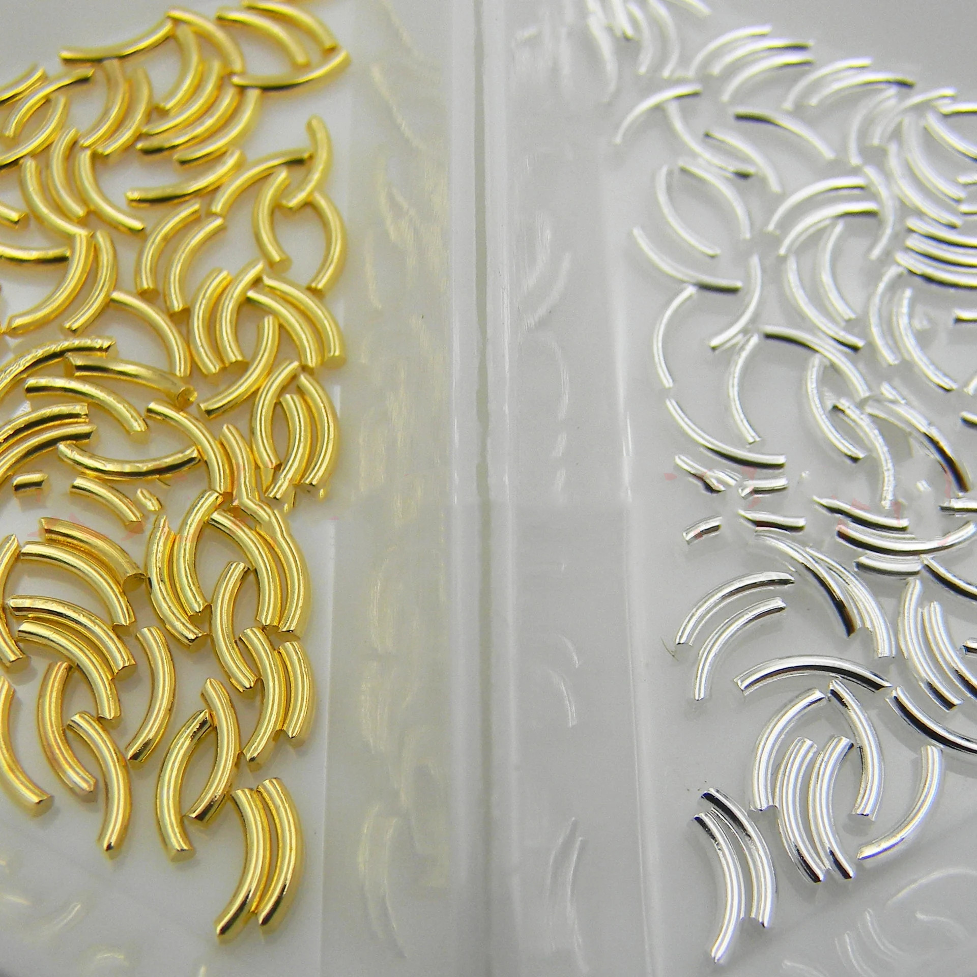 Gold and silver solid bending bar round metal bar DIY Japanese nail material nail accessories full figure