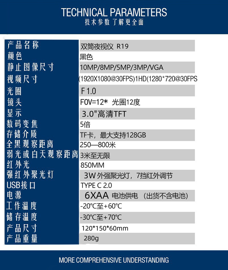 夜视全黑可视拍照录像双筒高清夜视仪详情1