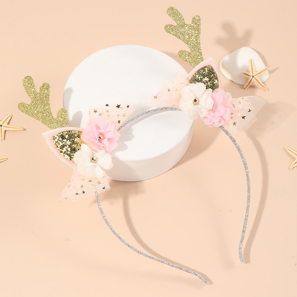 Christmas gauze antler children's headband hair accessories thumbnail