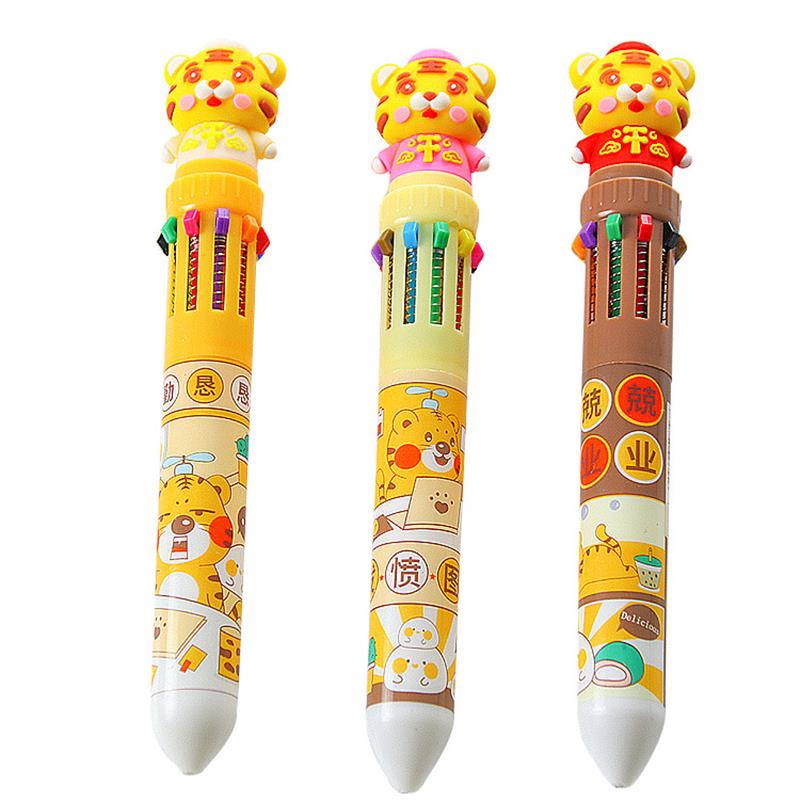Creative Tiger Press Ten Color Ballpoint Pen Cute Student Stationery 10 Color Pen Color Ledger Pen Multi-Color Oil Pen Application Scenario
