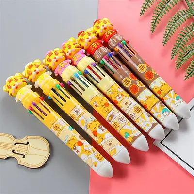 Creative Tiger Press Ten Color Ballpoint Pen Cute Student Stationery 10 Color Pen Color Ledger Pen Multi-Color Oil Pen