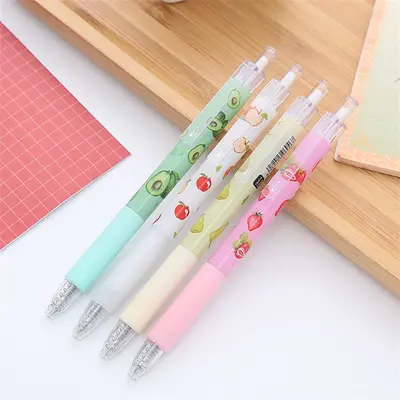 Cute Ins Fruit Press Neutral Pen Creative Stationery Student Press Pen Limit Office Signature Pen Wholesale