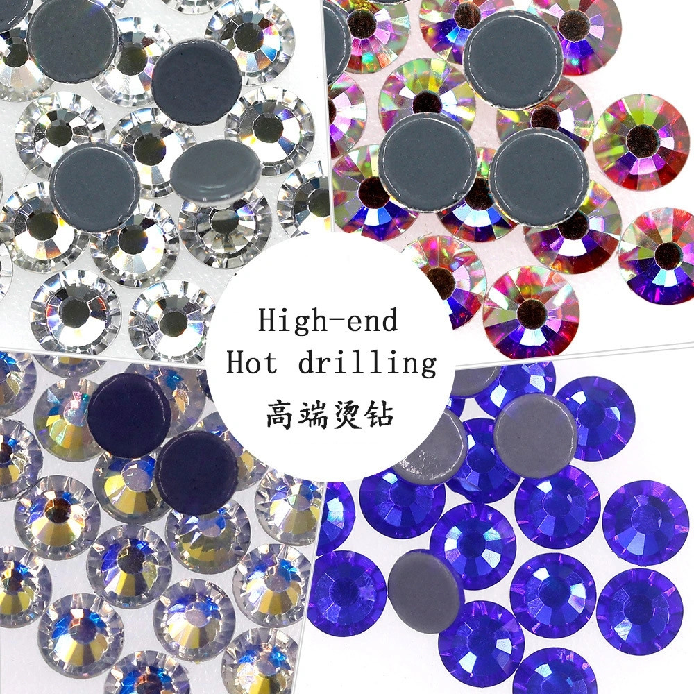 Cross - border specially for flat - bottom drilling round crystal glass imitation rubber bottom hot drilling clothing accessories nail drill nail rhinestone
