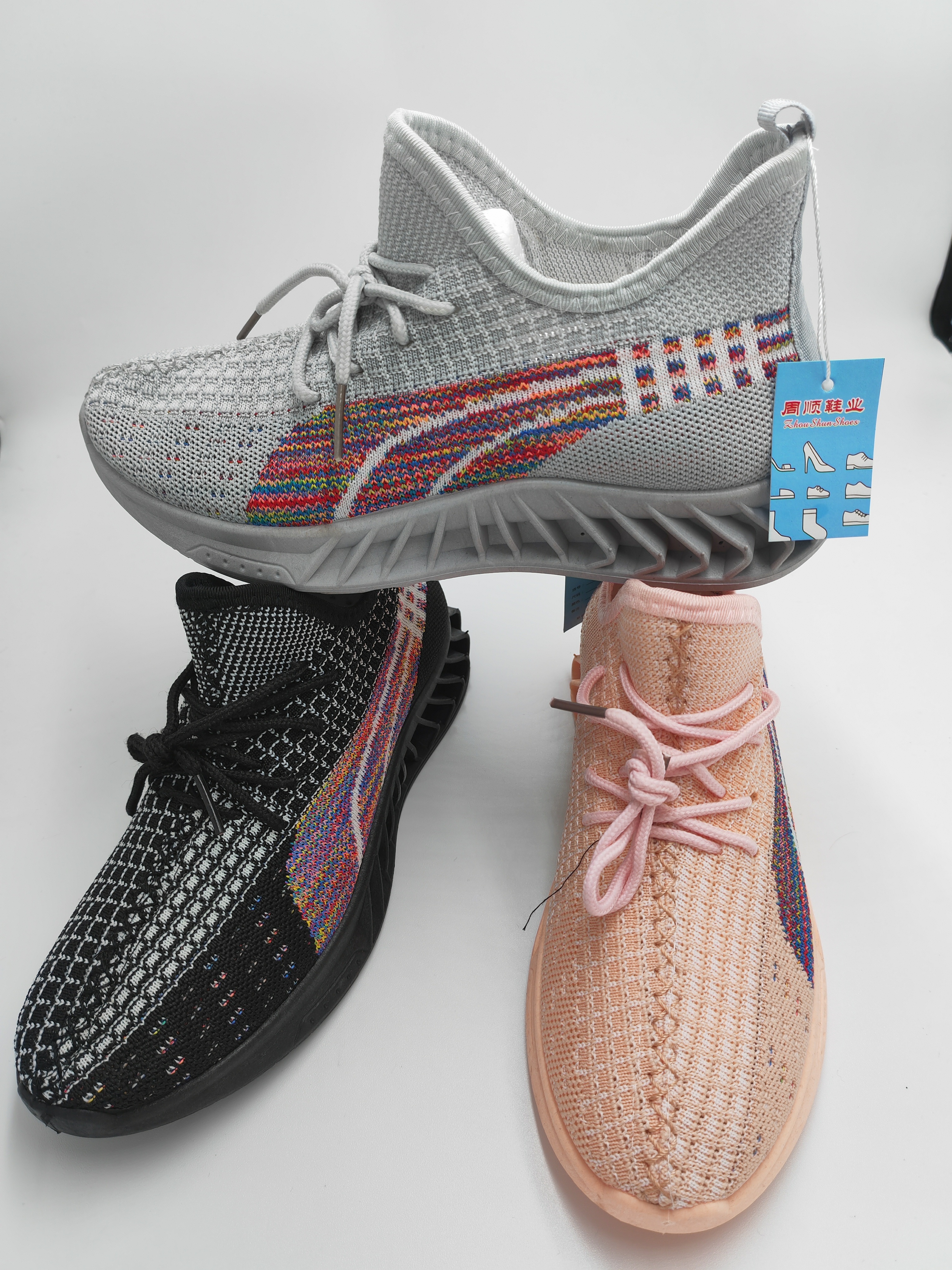 Spring and summer foreign trade domestic sales high elastic fly weave breathable recreational sports shoes students shoes low help running shoes lightweight lacing women's single shoes travel shoes thumbnail