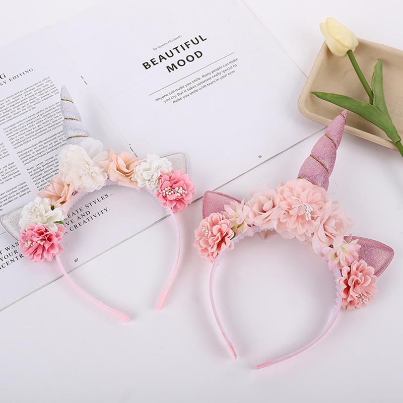 New Christmas festive fabric simulation flower unicorn headband thumbnail