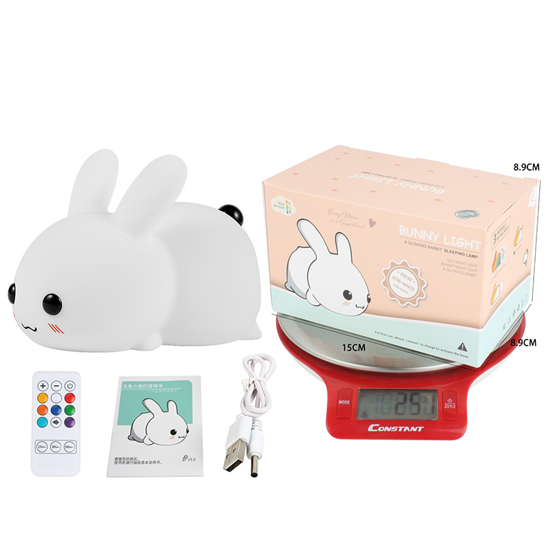 Yutu Silicone night light, creative gift LED light, USB charging, cold and warm seven-color remote control dimming, pat and sleep companion light Specification image