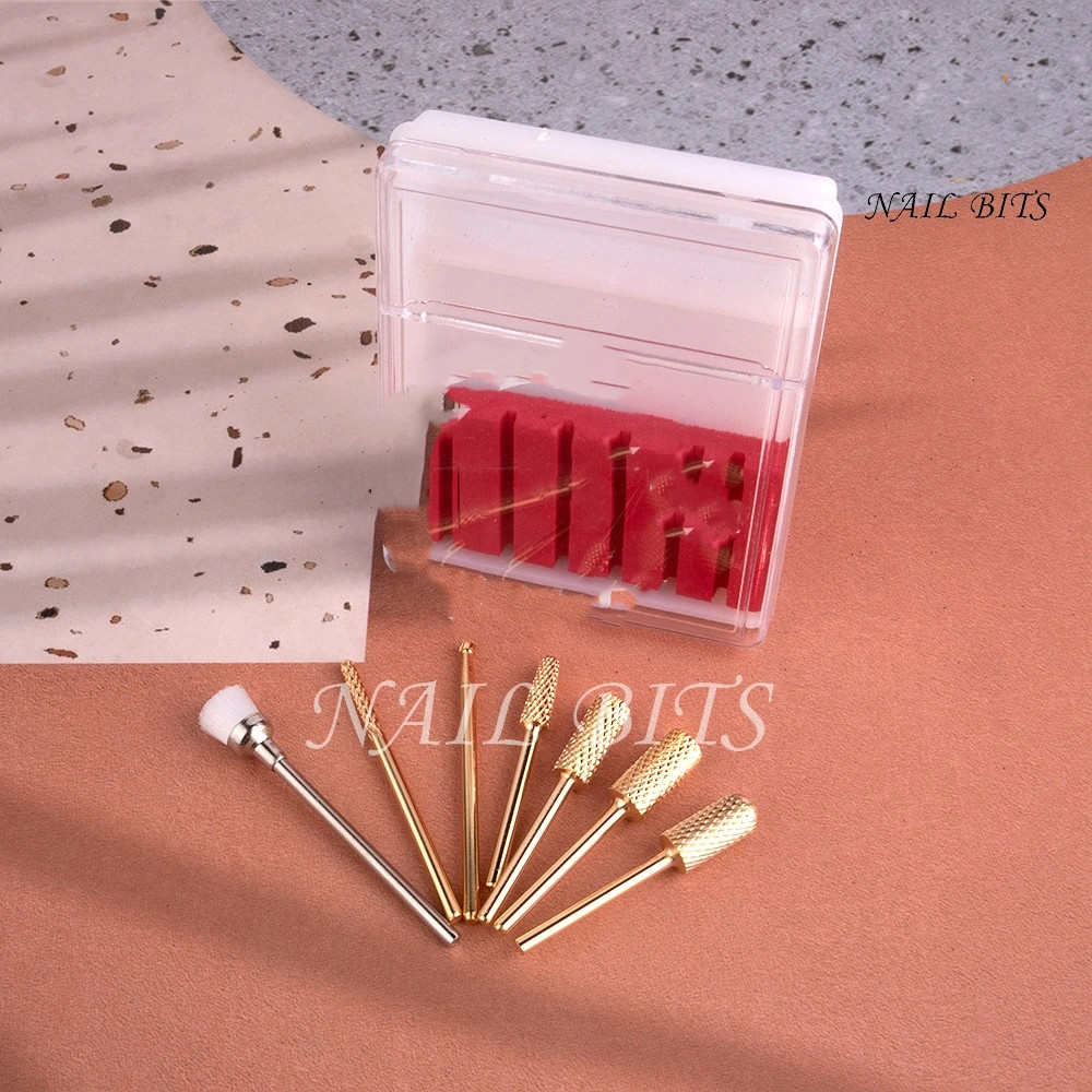 Six alloy nail polish head pedicure, nail removal, dead skin removal, gold plated nail polish head, matching tools, polishing head