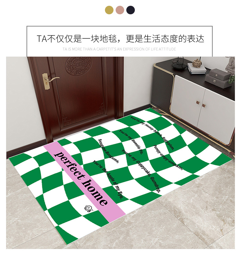 千思北欧ins风文艺简约克莱因蓝色花朵地毯客厅卧室民宿舍棋盘格地垫详情10