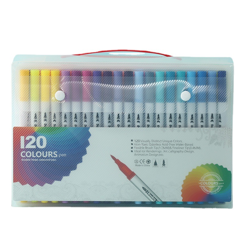 水彩笔12色24色36色水溶性软头笔儿童涂鸦绘画美术双头水彩笔套装详情6