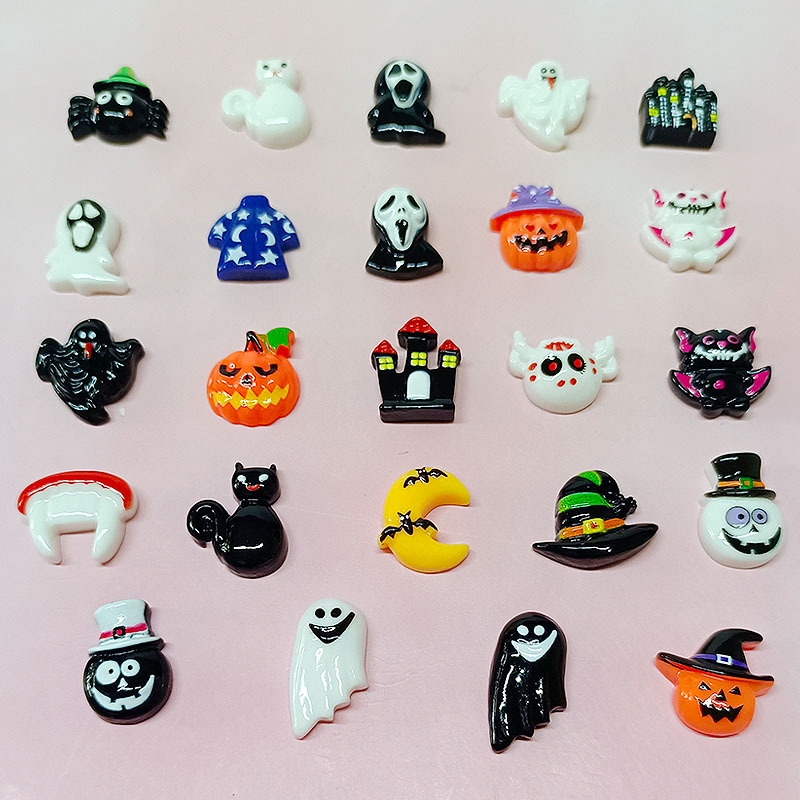 (Pack 500) Halloween Series New Resin Accessories Pumpkin Skeleton Ghost Diy Ghost Festival Accessories Mobile Phone Shell Hair Accessories Materials