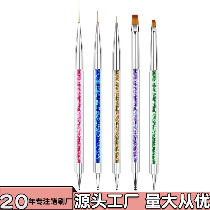 Nail pen Double-ended needle brush 5 sequined paint pen Nail drawing pen dot drill pen Nail brush set