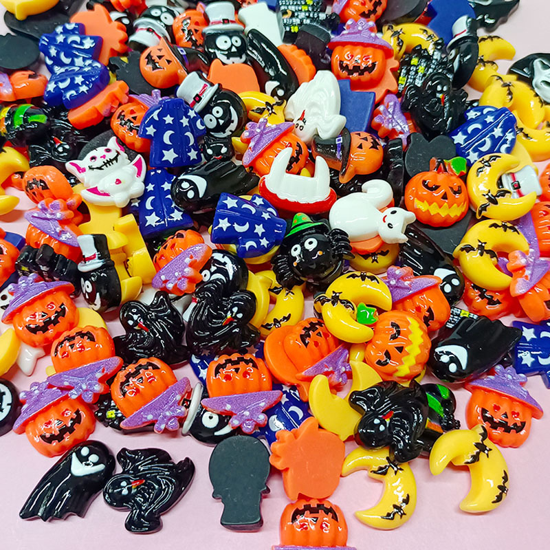 (Pack 500) Halloween Series New Resin Accessories Pumpkin Skeleton Ghost Diy Ghost Festival Accessories Mobile Phone Shell Hair Accessories Materials details Picture