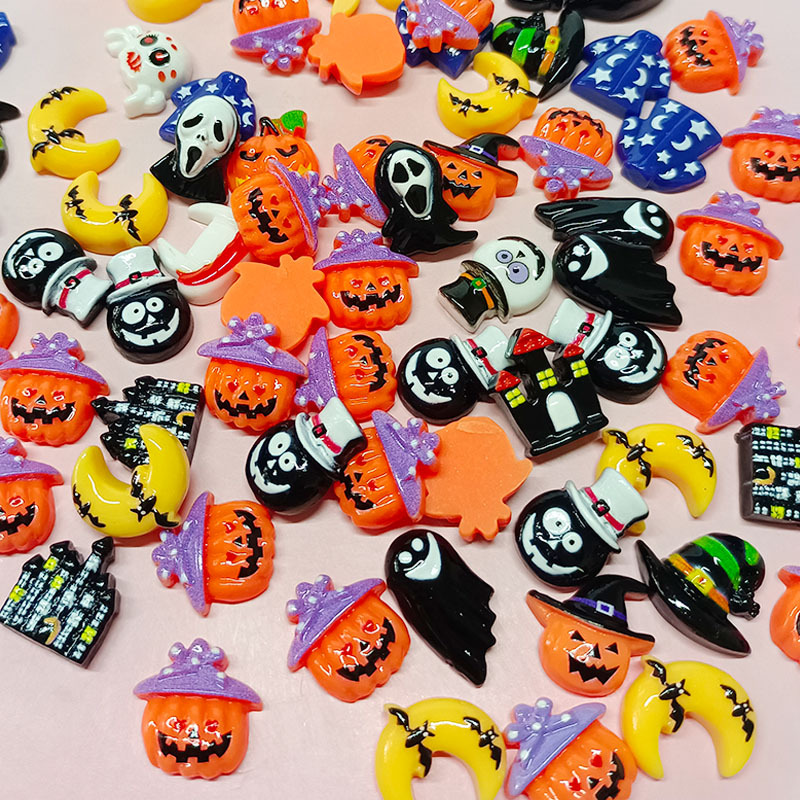 (Pack 500) Halloween Series New Resin Accessories Pumpkin Skeleton Ghost Diy Ghost Festival Accessories Mobile Phone Shell Hair Accessories Materials Application Scenario