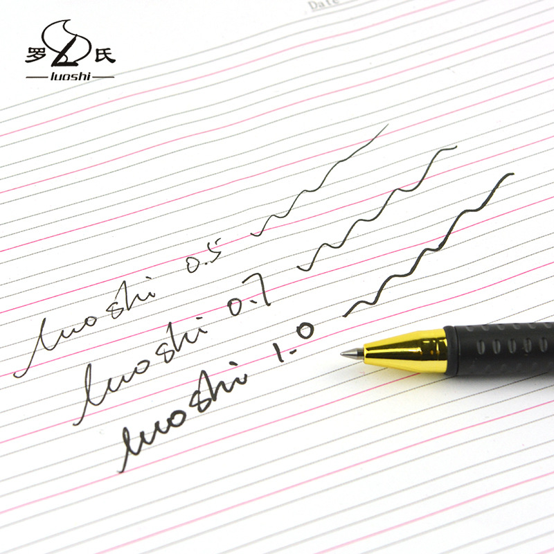 罗氏2073磨砂中性笔办公学生用子弹头水笔可定制logo广告笔签字笔详情4