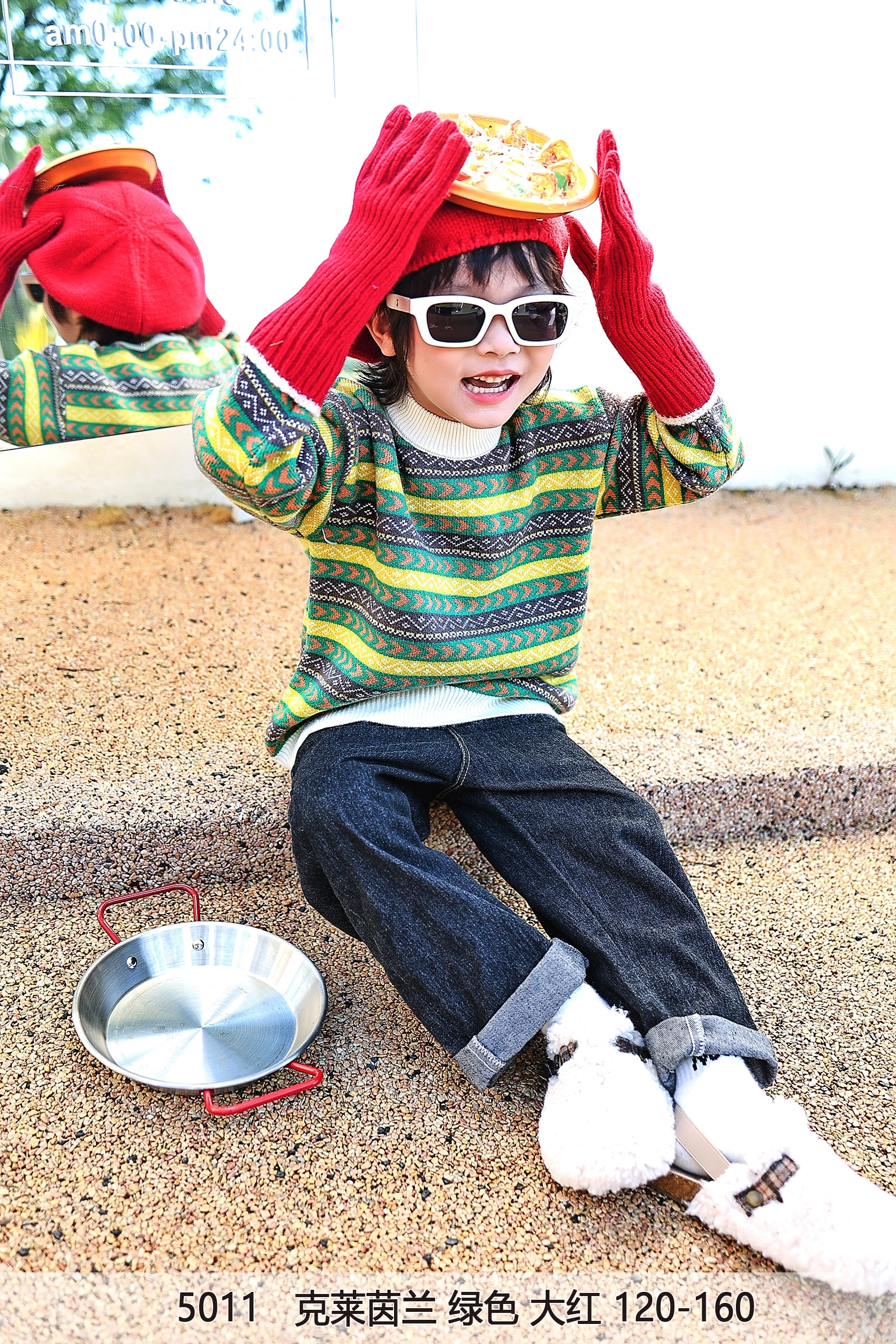 2022 autumn winter new children's wear boys and children retro sweet jacquard pullover knitted sweater jacket jacket foreign style Korean style fashionable thick thumbnail