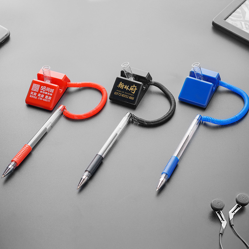 Desk pen custom logo fixed pen bank counter pen custom advertisement desktop paste neutral pen custom thumbnail