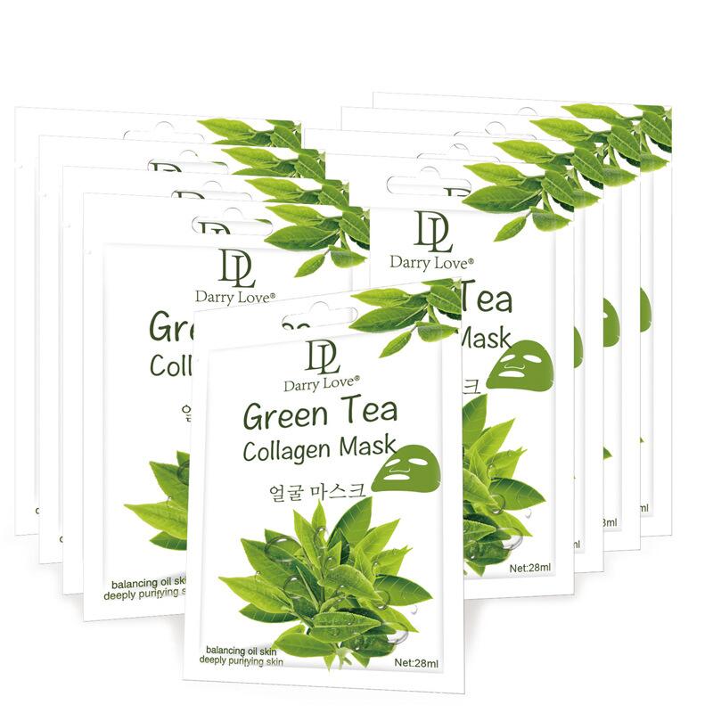 Foreign trade cross-border all-English packaged green tea Facial mask hydrating and moisturizing mask foreign trade live broadcast Specification drawing