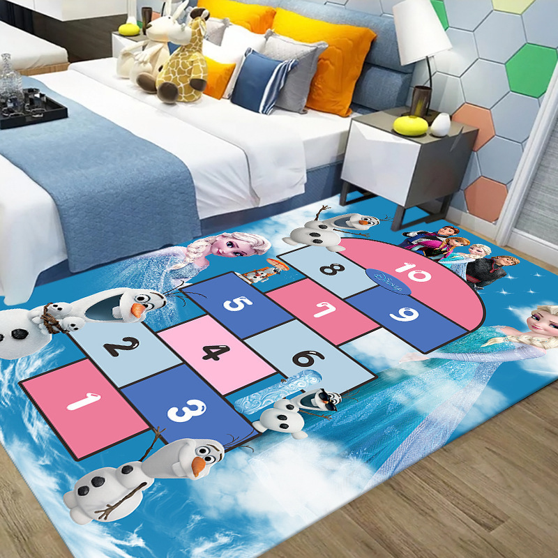 Qiansi cross-border special for children's bedroom digital hopscotch plaid men's and girls' floor MATS living room covered with crystal velvet carpet thumbnail