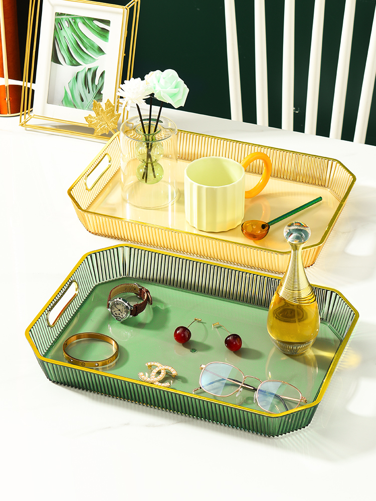 中号PET盘 32*19*4 轻奢托盘ins风家用餐盘透明放茶杯水杯茶盘塑料杯盘现代商用餐盘详情2