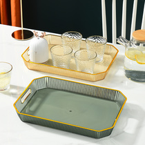 Small PET plate 15*15*3 Light luxury tray ins style dining plate Transparent tea cup water cup tea plate plastic cup plate modern commercial dining plate