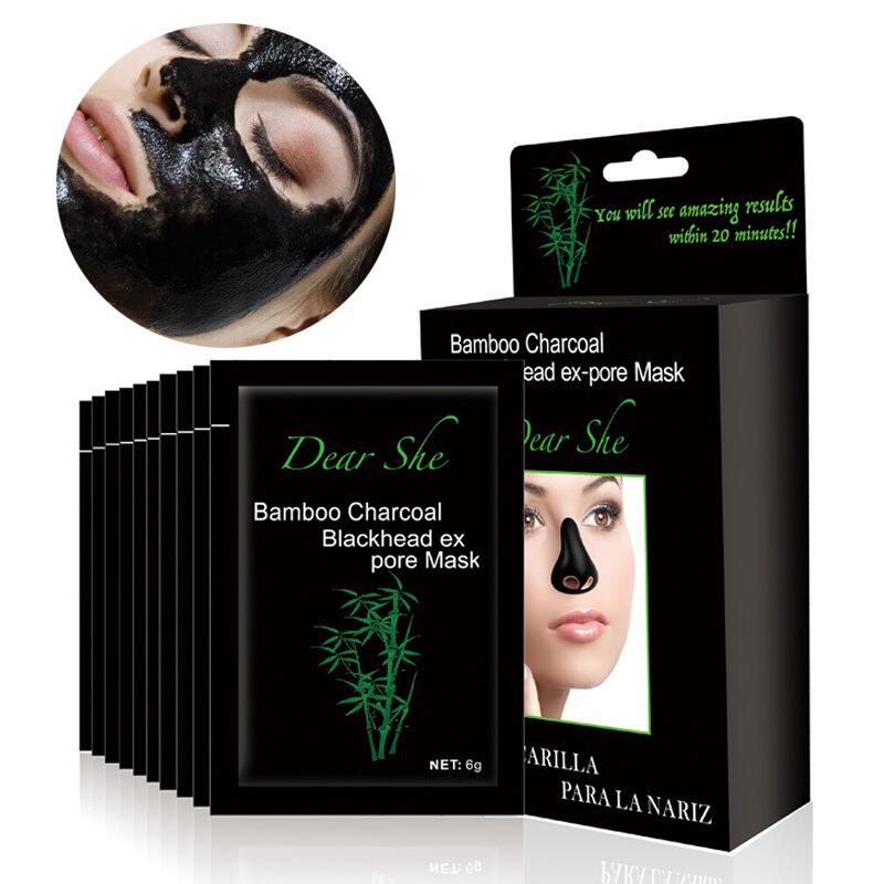 Dear she Bamboo Charcoal Blackhead Removal Nose Mask and Nose Patch, Peel-off method for removing acne, blackheads and Shrinking pores, 10 packs of pig Nose Patch full figure