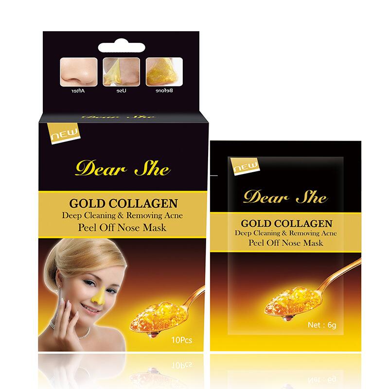 Dear She Gold Blackhead Removal Peel-off Mask T-Zone Care Blackhead Suction Gold Foil Nasal Mask Acne Removal and Firming Specification drawing