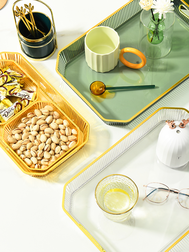 中号PET盘 32*19*4 轻奢托盘ins风家用餐盘透明放茶杯水杯茶盘塑料杯盘现代商用餐盘详情4