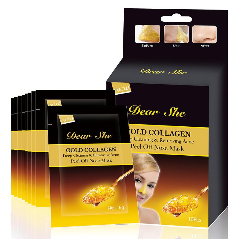 Dear She Gold Blackhead Removal Peel-off Mask T-Zone Care Blackhead Suction Gold Foil Nasal Mask Acne Removal and Firming details Picture