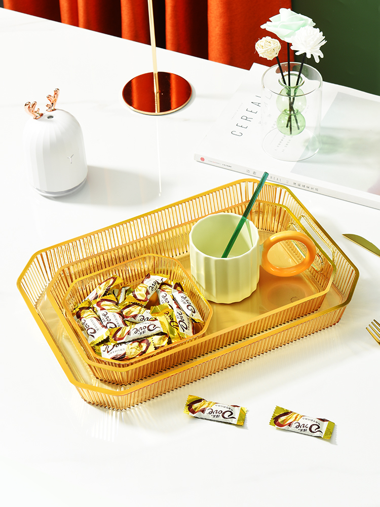 中号PET盘 32*19*4 轻奢托盘ins风家用餐盘透明放茶杯水杯茶盘塑料杯盘现代商用餐盘详情6