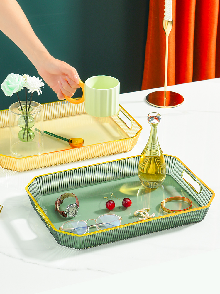 中号PET盘 32*19*4 轻奢托盘ins风家用餐盘透明放茶杯水杯茶盘塑料杯盘现代商用餐盘详情1