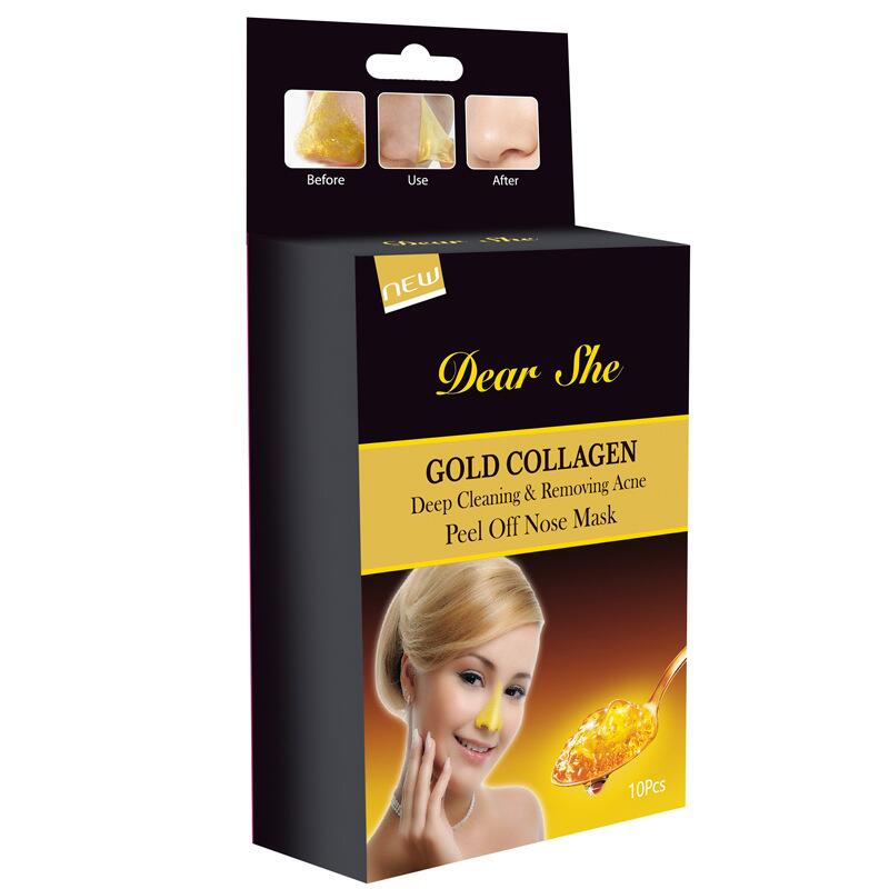 Dear She Gold Blackhead Removal Peel-off Mask T-Zone Care Blackhead Suction Gold Foil Nasal Mask Acne Removal and Firming Item Picture