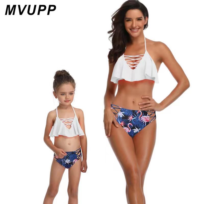 Europe And The United States Fashion New Women's Children's Two-Piece Swimsuit Bikini Parent-Child Swimsuit Manufacturers Direct Line Specification drawing