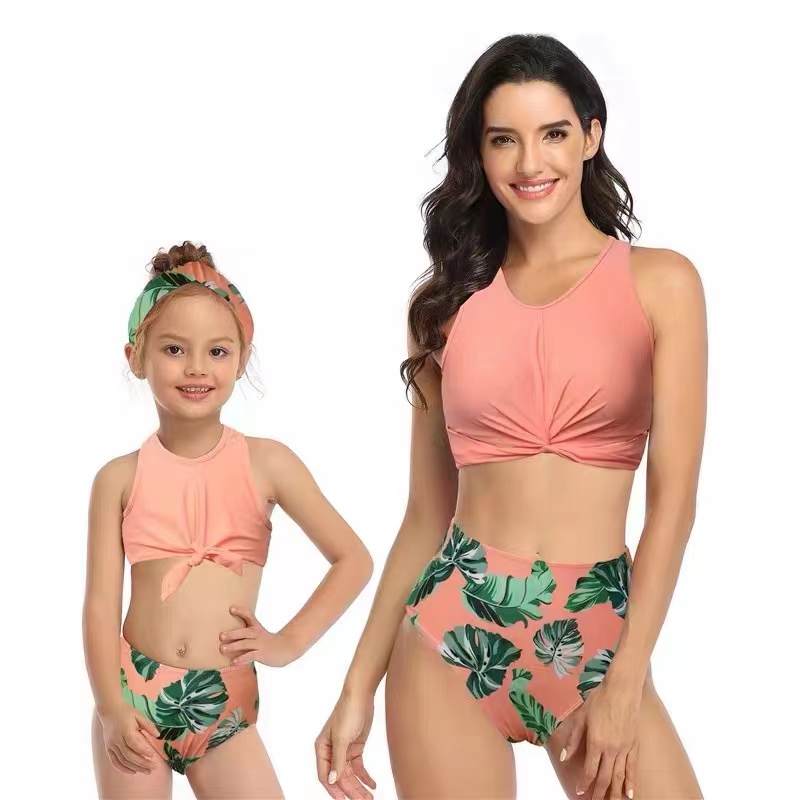 Europe And The United States Fashion New Women's Children's Separate Swimsuit Bikini Parent-Child Swimsuit Manufacturers Direct Beach Clothing Pink With The Same Series Item Picture