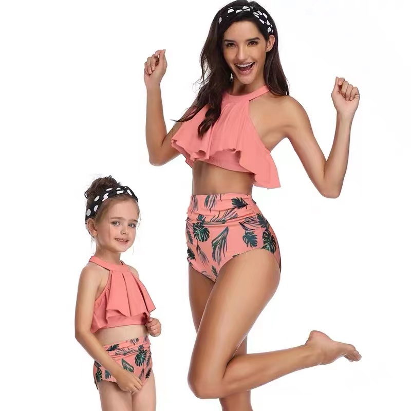 Europe And The United States Fashion New Women Children's Two-Piece Swimsuit Bikini Parent-Child Swimsuit Children's Swimsuit Manufacturers Direct Beach Clothes