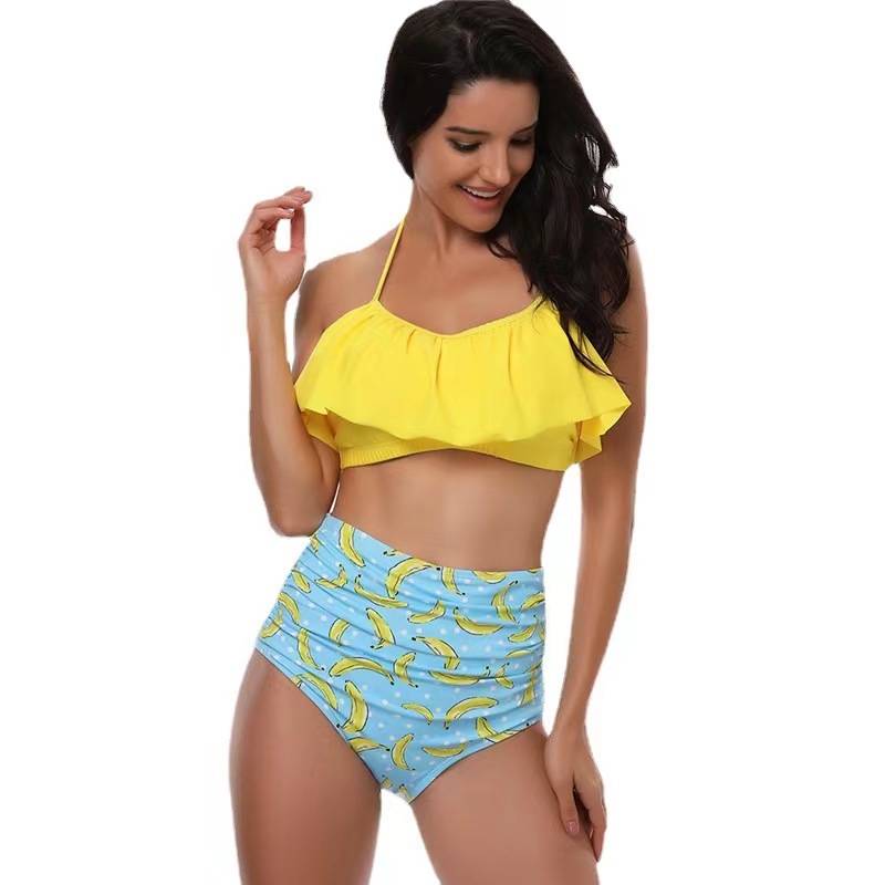 Europe And The United States Fashion New Banana Print Women's Two-Piece Swimsuit Bikini Swimsuit Manufacturers Direct Beach Swimsuit details Picture
